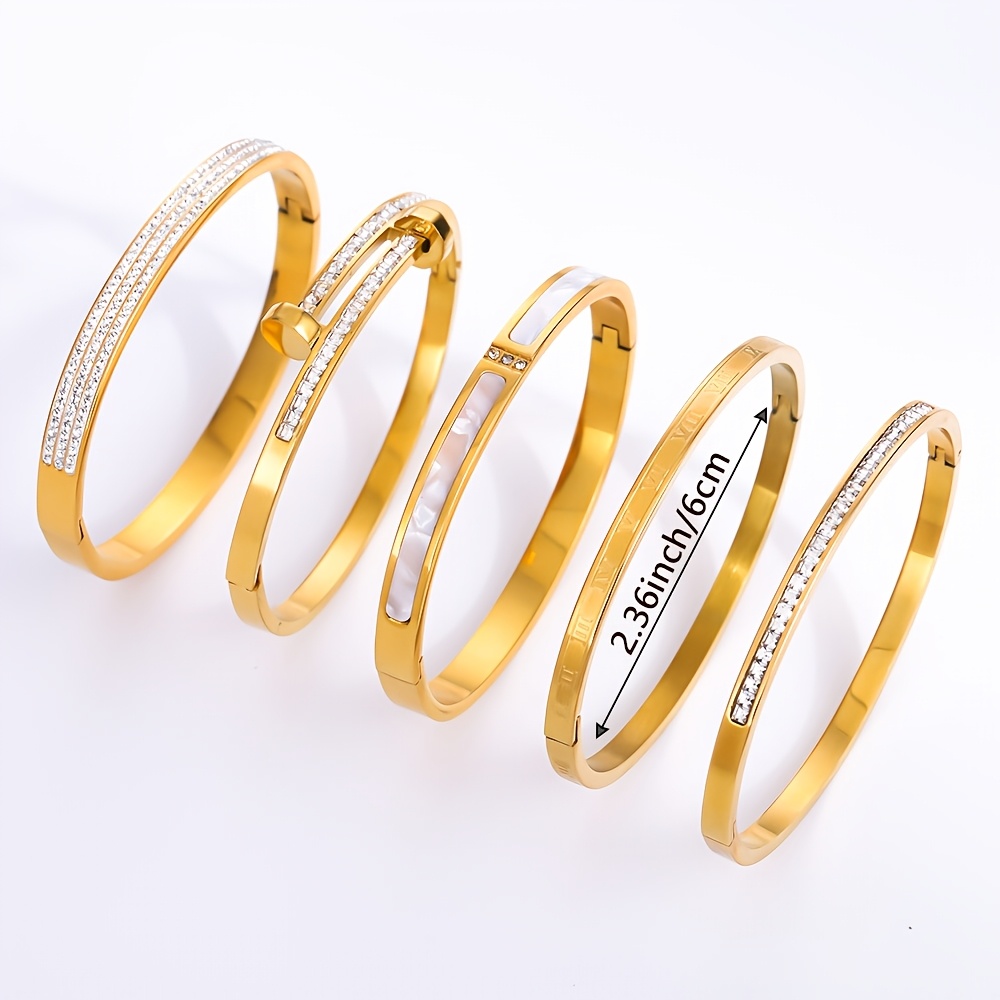 5pc Stylish Stainless Steel Bracelets Set for Women